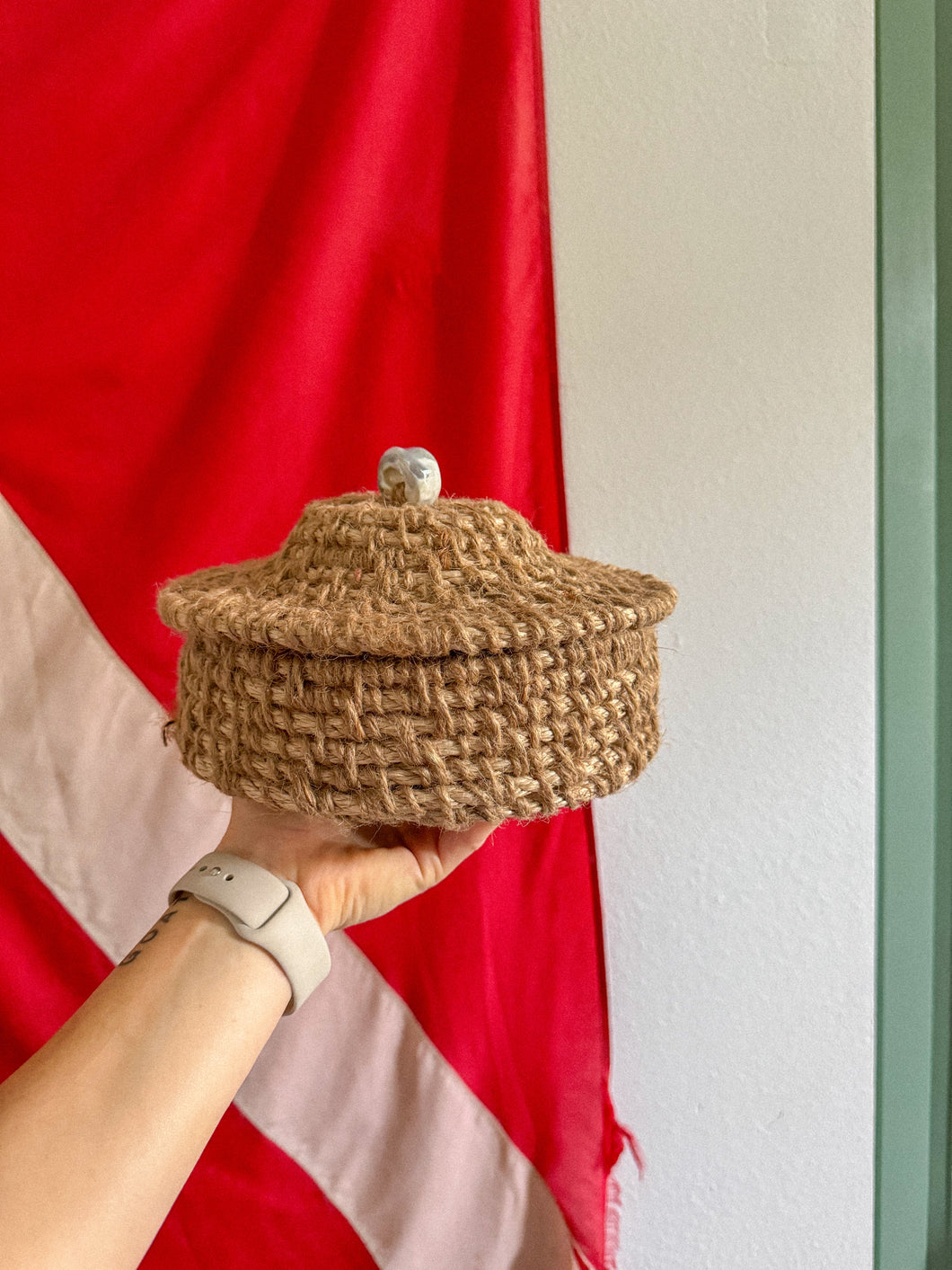 Hand Woven Lidded Basket