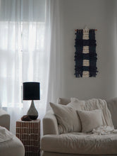 Load image into Gallery viewer, Chunky Wool + Cotton Checkered Macrame Textile | Navy + Navy + Natural
