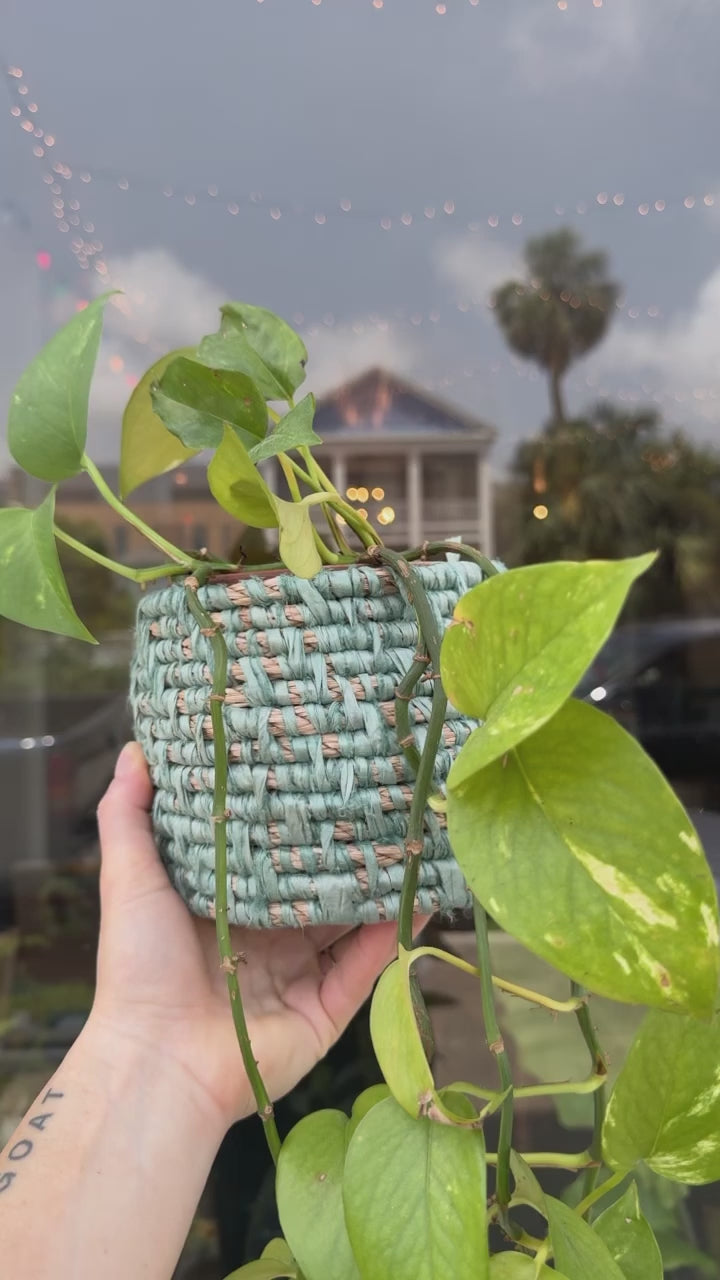 Handwoven Basket | Sari Silk