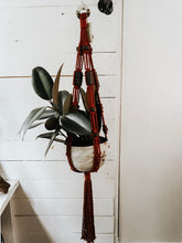 Load image into Gallery viewer, Beaded Copper Macrame plant Hanger
