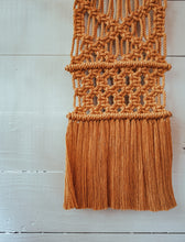 Load image into Gallery viewer, Macrame Textile | | Mustard + Natural Ceramic Dowel
