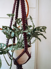Load image into Gallery viewer, Square Knot Plant Hanger | Purple + Sage Ceramic Loop
