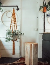 Load image into Gallery viewer, Patchwork Plant Hanger | Mustard + Tiedye Ceramic Beads
